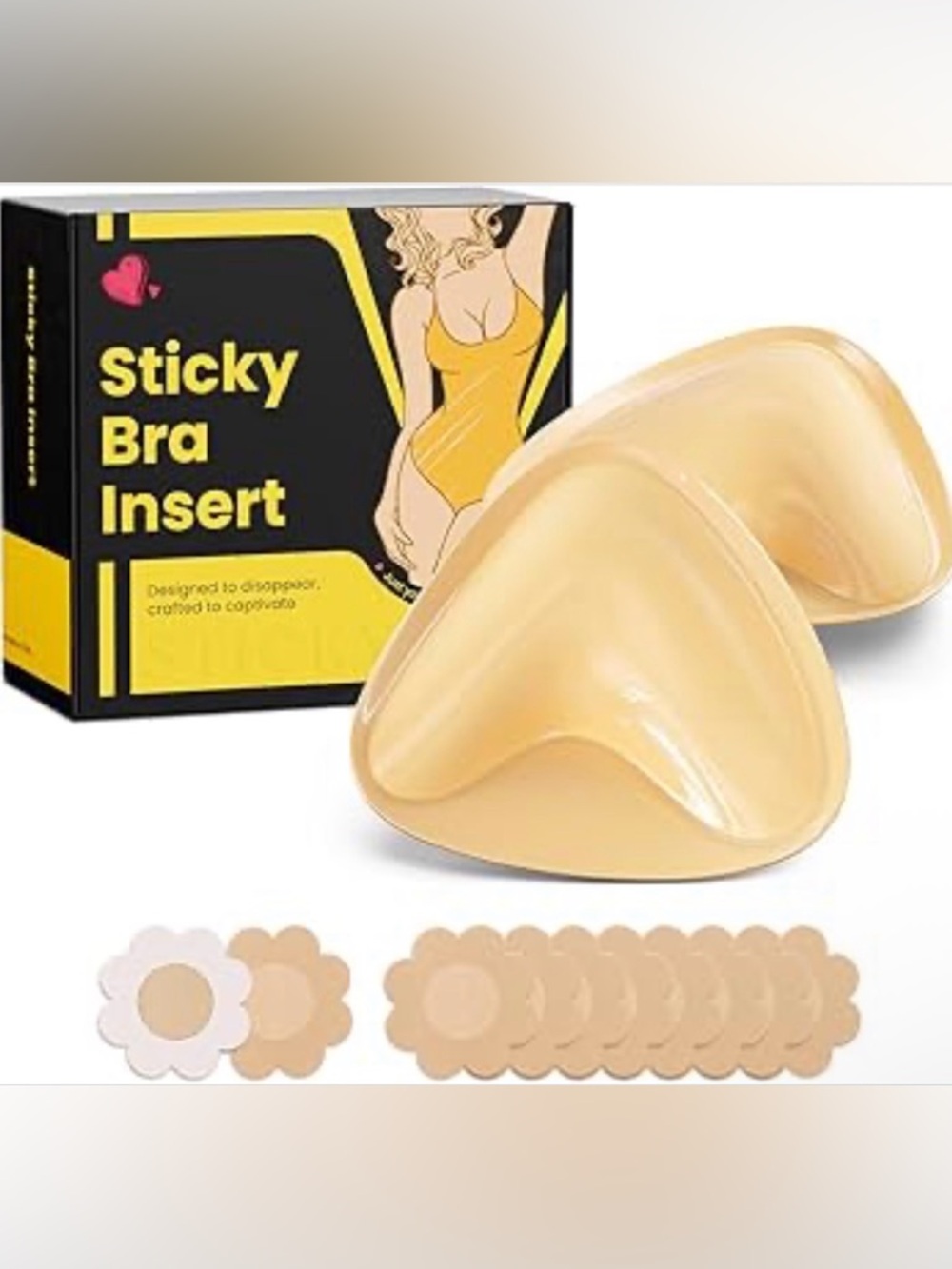 Double Sided Adhesive Sticky Bra Push Up, Invisible Bra Pad Inserts Large